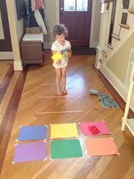 Bean Bag Toss Construction Paper And Bean Bags Color Matching And Gross Motor Could Also Us Activities For Kids Easy Indoor Activities Preschool Activities