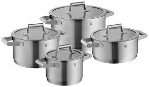 Ein original wmf topfset induktion welches für das induktion kochen zu hause geeignet ist dieses mehrteilige kochtopfset bestehend aus töpfen und pfannen im online angebot Wmf Comfort Line Topf Set 4 Teilig