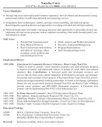 Peace Corps Volunteer Resume Peace Corps Volunteer Resume Sample