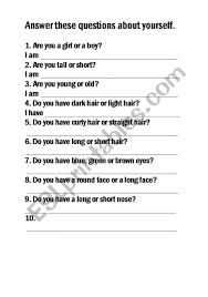 3 tell me about yourself sample. English Worksheets Questions About Yourself