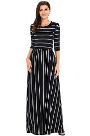 Black And White Striped Maxi Dress Online India Black White Striped Casual Pocket Style Maxi Dress Loverlydress Maxi Dress Pocket Maxi Dress Maxi Dresses Casual