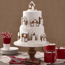 2 Tier Gingerbread Cake Snowy Village Recipe Cake Christmas Cake Holiday Cakes