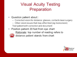 visual acuity testing objectives define normal values