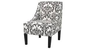 Black And White Damask Swoop Chair Upholstered Accent Chairs Upholstered Chairs Living Room Chairs