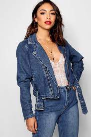 Click Here To Find Out About The Zosia Zip And Buckle Denim Biker Jacket From Boohoo Part Of Our Latest Jackets Collecti Denim Biker Jacket Denim Biker Jacket