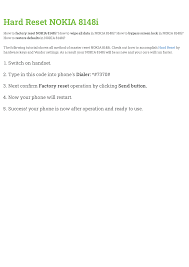Nokia, nokia 6060, nokia 6061, and nokia connecting people are trademarks or registered. Hard Reset Nokia 8148i Manualzz