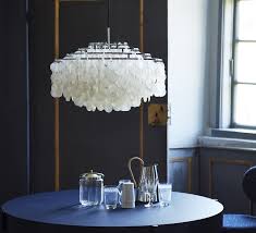 Lustre blanc nacre, composé d'une pluie de piècettes en nacre naturelle, h 104 x l 66 cm, 299 euros, maisons du monde. Suspension Fun 10dm Nacre Blanc O57cm H38cm Verpan Luminaires Nedgis