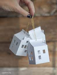 Diy Paper House Christmas Ornament Lia Griffith Cardboard Christmas Tree Christmas Paper Crafts Paper Christmas Tree