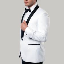 Mens 2 piece suit slim fit shawl lapel tuxedo for daily business wedding party (suit jacket + pants) 3.8 out of 5 stars. White Tuxedo Jacket With Black Satin Shawl Lapel Slim Fit Blazer Prom Wedding Perfect Tux