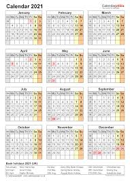 This calendar allows you to print the full year on one most calendars are blank and the excel files allow you claer anything you don't want. Calendar 2021 Uk Free Printable Pdf Templates