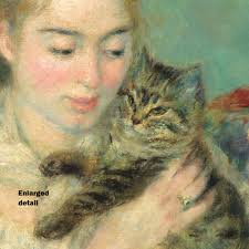 Woman With a Cat by Renoir, Cozy French Impressionist Painting