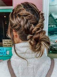 Fishtail Braided Messy Bun Medium Hair Styles Headband Hairstyles Messy Braided Hairstyles