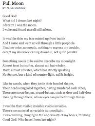 Full Moon Alice Oswald Alice Oswald Poetry Magazine Poetry Words
