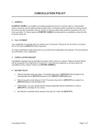 Begin the cancellation letter with the date, the company's name and address, and your account number. Cancellation Policy Template By Business In A Box