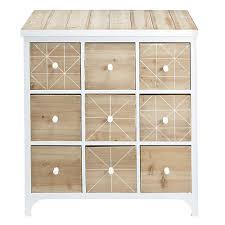 White Metal And Pine 9 Drawer Cabinet L 79 Cm Maisons Du Monde Cajonera Salas Adicionales Cajones