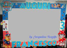 Paw Patrol Cornice Per Foto Compleanno Cumpleanos