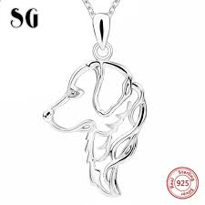 925 Ayar Gumus Moda Taki Zincir Kopek Kolye Golden Retriever Chokers Kolye Kadinlar Icin Hayvan Tatli Evcil A Silver Jewelry Fashion Dog Pendant Chains Jewelry