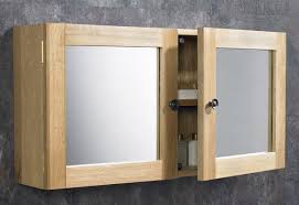 It features an inner shelf and a mirrored door. Large Oak Double Door Mirror Bathroom Wall Cabinet 750mm