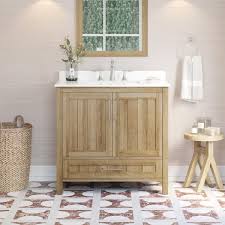 Single Sink White Oak Bath Vanity