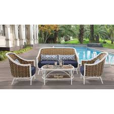 Hanover Outdoor Athens 4 Piece Patio Set Navy Walmart Com Walmart Com