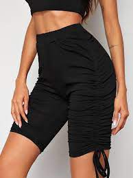 Side Drawstring Knot Biker Shorts 2020 Fashion Biker Shorts Fall Leggings
