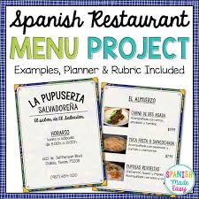 Spanish Restaurant Menu Project How To Speak Spanish Spanish Lessons For Kids Spanish Restaurant Menu