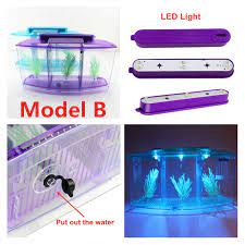 Mini Aquarium Fish Tank Usb Led Lamp Light Lcd Clock 2 Box Aliexpress