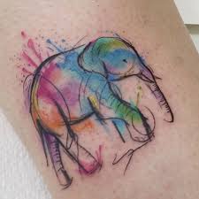 Watercolor elephant arm tattoo with 2 babies. Watercolor Elephant Tattoo On Arm Sleeve