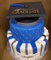 Monicakes Blue Silver Graduation Hat Cake Graduation Cakes High School Graduation Cakes Boy Graduation Cake