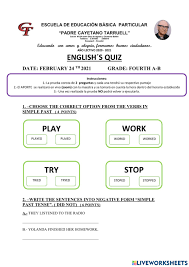 As perguntas são bem divertidas e muito variadas. English Quiz Worksheet