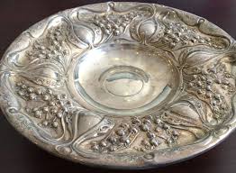 A beautiful nice size sterling silver candy dish or open compote having a long stem and round base. Antique Art Nouveau Candy Dish Circa 1900 Sterling Silver Stamped Tangible Investments
