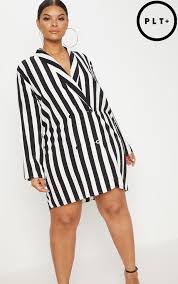 Black And White Striped Blazer Plus Size Plus Black Oversized Striped Blazer Dress Plus Size Outfits Blazer Dress Striped Blazer