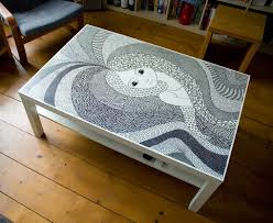 Each vertical line in the drawing—such as the legs of the table, the sides of the couch and the edges of the cups. Lack Coffeetable Drawing Ikea Hackers