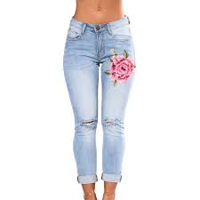Rose Embroidered Knee Distress Light Wash Skinny Jeans 41 Liked On Polyvore Featuring Light Wash Skinny Jeans High Waisted Distressed Jeans Skinny Clothes