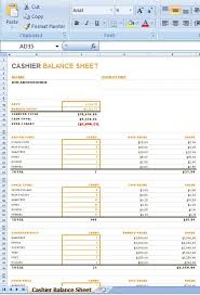 Common forms of assets are cash, stocks, bonds, supplies, inventory, and prepaid expenses. Sample Ms Excel Cashier Balance Sheet Template Formal Word Templates