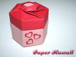 Anleitung wie man eine origami schachtel falten kann. Hexagonal Origami Gift Box Paper Kawaii