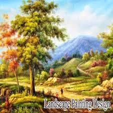 Sungai dan pegunungan serta pepohonan pinus. Desain Lukisan Pemandangan For Android Apk Download