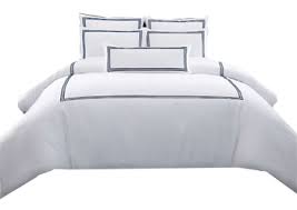 Chic home venice 7 piece cotton comforter set hotel collection embroidery design bedding. Wamsutta Hotel Triple Baratta Stitch King Comforter Set In Navy Decorist
