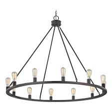 Bainbridge 12 Light Bronze Industrial Round Chandelier 1812 220 Destination Lighting