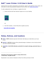 Download latest drivers for dell 1135n laser on windows. Dell 1110 Laser Printer B W User Manual Pdf Download Manualslib