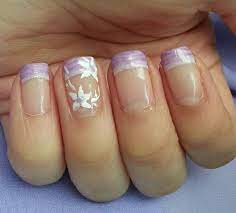 The main cause of a purple tinge in fingernails is low oxygen levels in the blood. A Spring French Manicure White Flowers And Light Purple Tips French Manicure Designs Nail Designs Hair And Nails