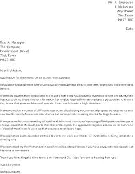 Construction Plant Operator Cover Letter Example Icover Org Uk