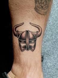 Viking Helmet I Got While I Was In Stockholm Sweden At Studio S Tattoo Done By Daniel Ess Viking Tattoos For Men Tattoos For Guys Viking Helmet Tattoo