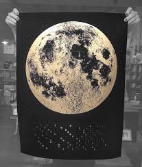 Large Moon Calendar Wall Moon Calendar Gold Moon Phases Etsy Moon Art Print Moon Wall Art Moon Art