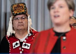 Vancouver, BC, CANADA: Hereditary Chief of the Haisla Nation Jake Duncan  and Hereditary Chief Basil