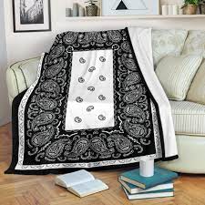 White And Black Bandana Throw Blanket The Bandana Blanket Company