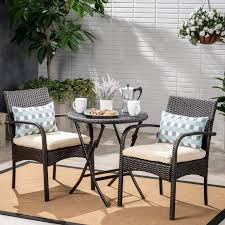 Dereham Outdoor 3 Piece Bistro Set With Cushions Outdoor Bistro Set Apartment Patio Decor Bistro Set