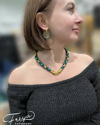 One of my favorite pieces is the crocheted teal snake necklace 🩵. Made  with smallest Japanese glass seed beads. First when I was choosing colors  for this necklace I wasn't sure but