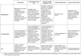 Texas Choice Of Business Entities Chart