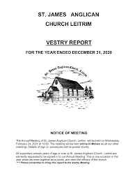 ST. JAMES ANGLICAN CHURCH LEITRIM VESTRY REPORT